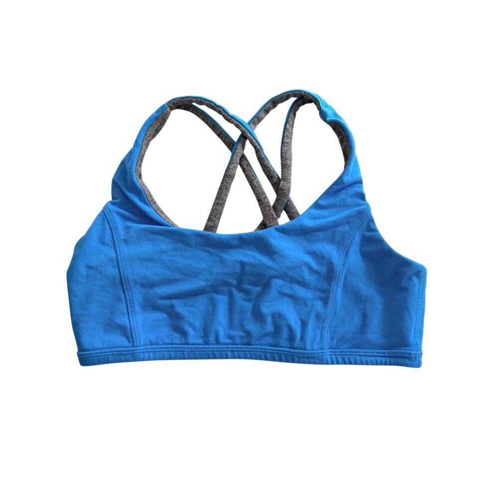 Ivivva Lululemon Girls Sports Bra Size 14 Blue Gray Strappy Cross Back Athletic